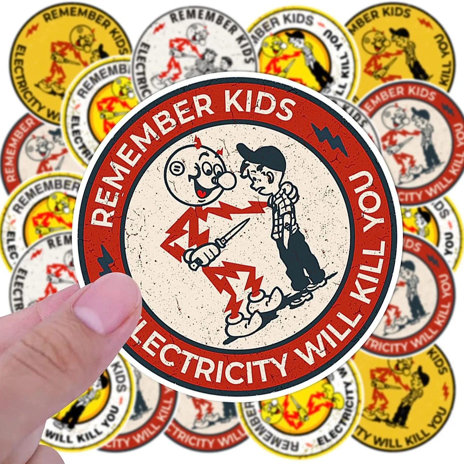 5PCS Children's Safety Warning Stickers Fun Reminder Labels Safety Cap Distribution Box Cross-Border Warning Notes