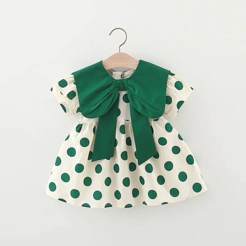 

Платье принцессы в горошек для новорожденных девочек, модная одежда с короткими рукавами для девочек, платья для первого дня рождения