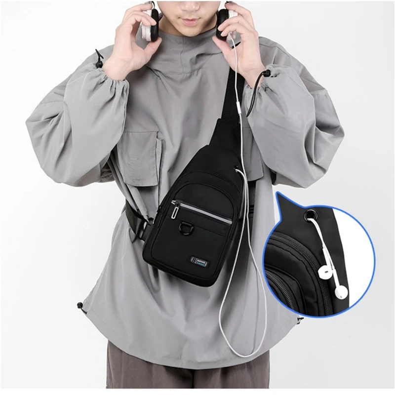 Chest Bag Fashion New Solid Color Nylon Men Chest Bag Outdoor Casual Fashion One Shoulder Crossbody Bag