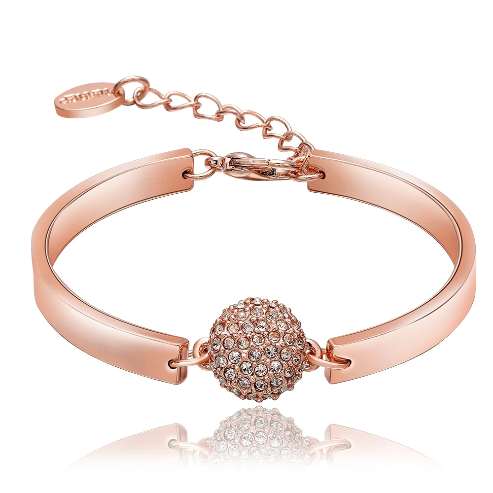 NCAB001 Zirconia stone Ball Bracelet 925 Sterling Silver Rose Gold Planted Female Wedding