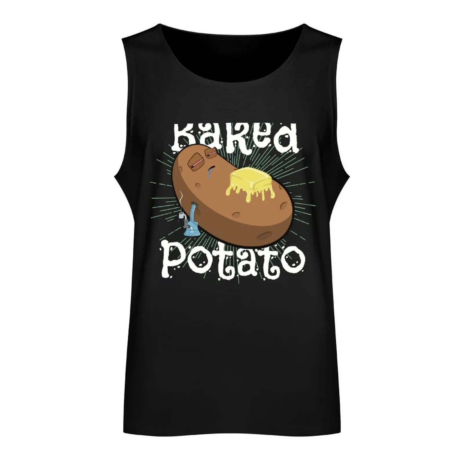 Stoned baked potato cartoon-baked potato Tank Top vests for men anime t shirts Fitness men clothing