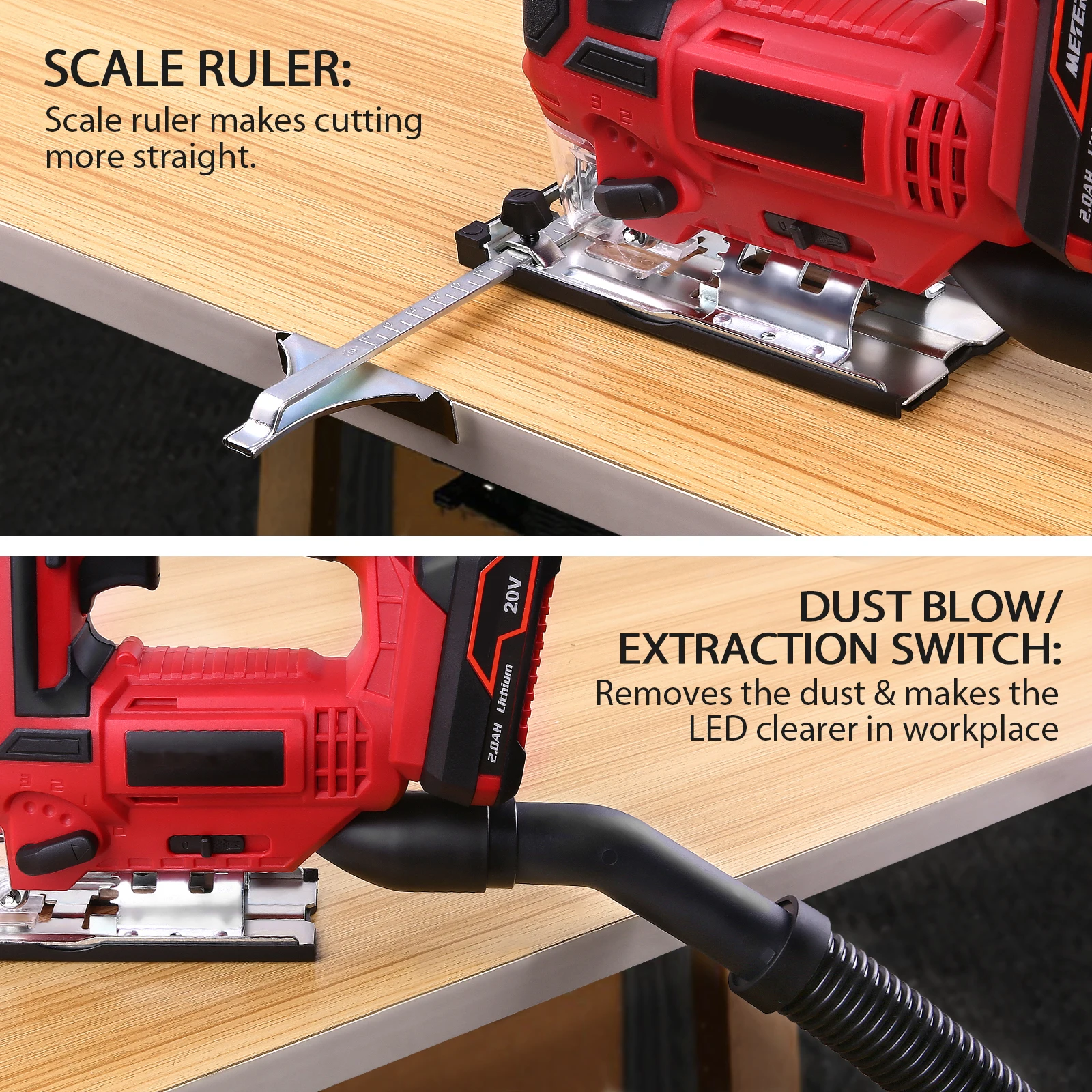 20V Cordless Jig Saw Kit 2000mah Lithium Battery Outdoor Electric Jigsaw Adjustable Speed Scroll Saw Woodworking Power Tool