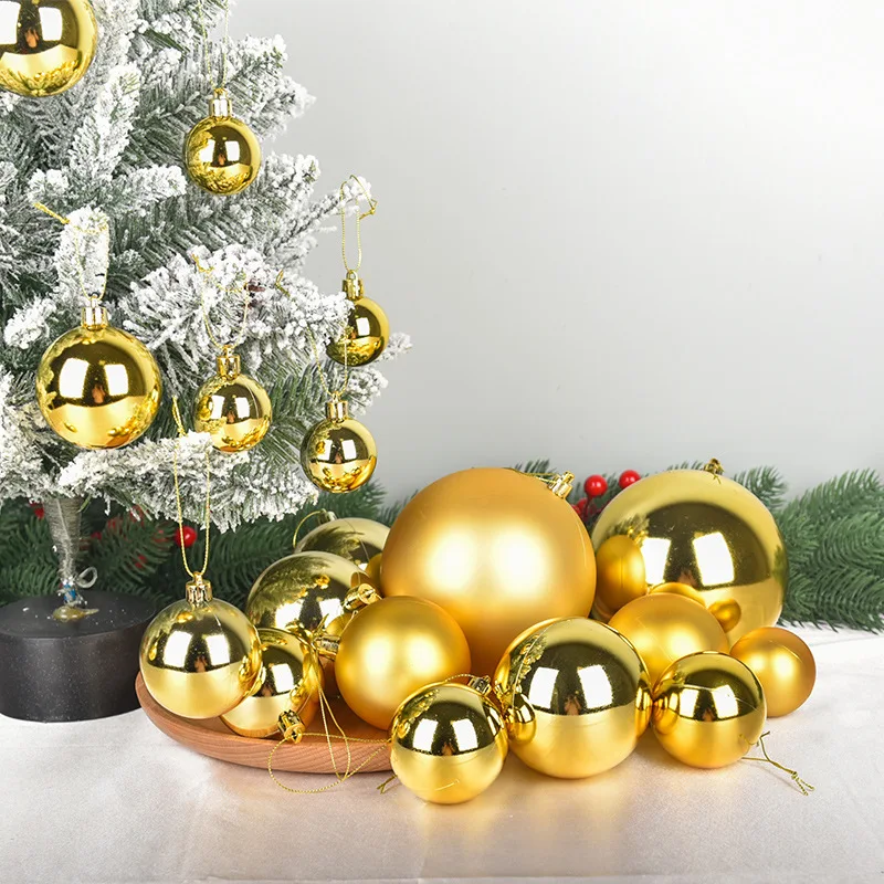 Gold/Silver/Red Christmas Balls Ornaments 6/8/10/12cm PVC Ball Xmas Tree Hanging Pendant Christmas Decor New Year Party Gifts