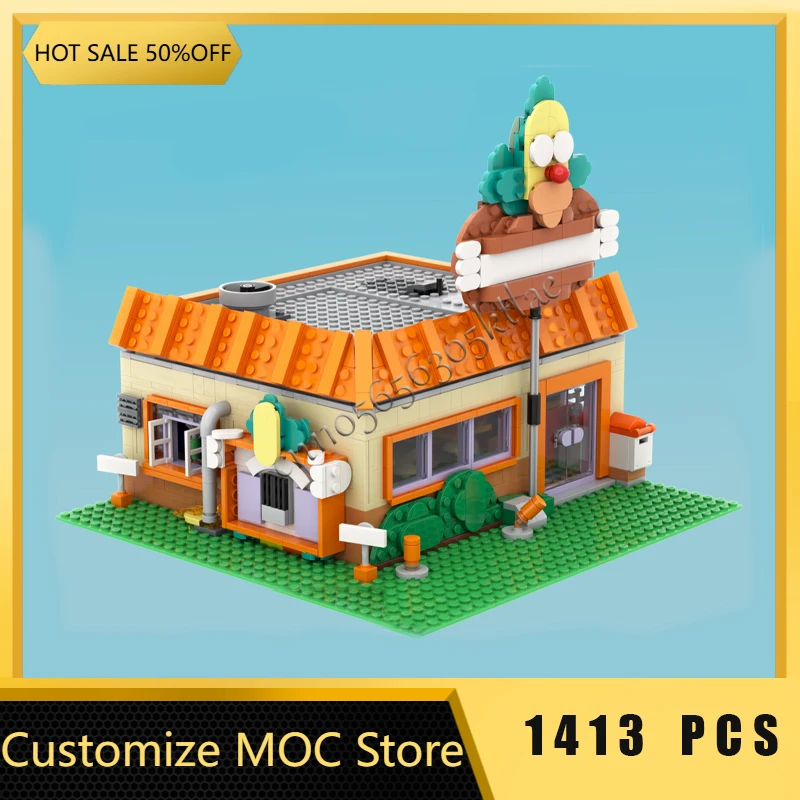 1413 قطعة نموذج مطعم برغر مع تصميم كرتوني وحدات اللبنات الاطفال الجمعية عرض اللعب مهرجان مفاجأة هدية #2