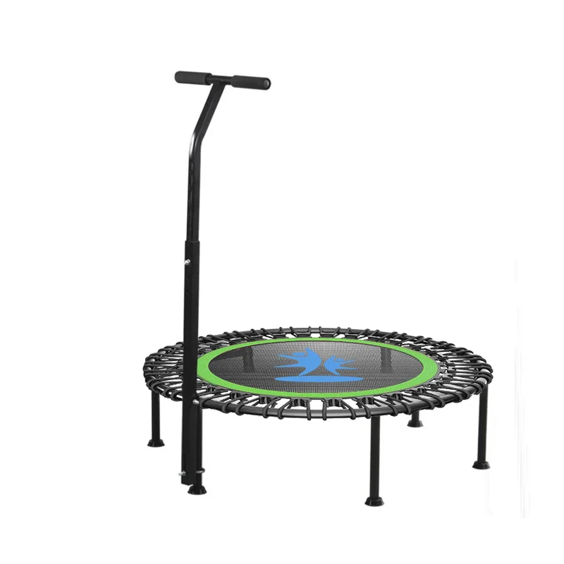 

High-quality adult children's fitness trampoline indoor with armrests elastic rope round silent trampoline