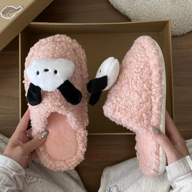 

Hot Anime Cute Pochacco Slippers Women Winter 2025 New Indoor Warm Home Plush Cotton Shoes Cartoon Kawaii Sweet Girl Home Shoes
