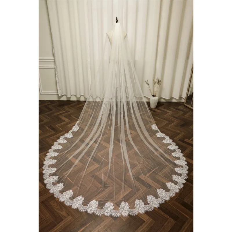 

Фата Длинная мягкая сетка с зашифрованной железной расческой, кружевная фата