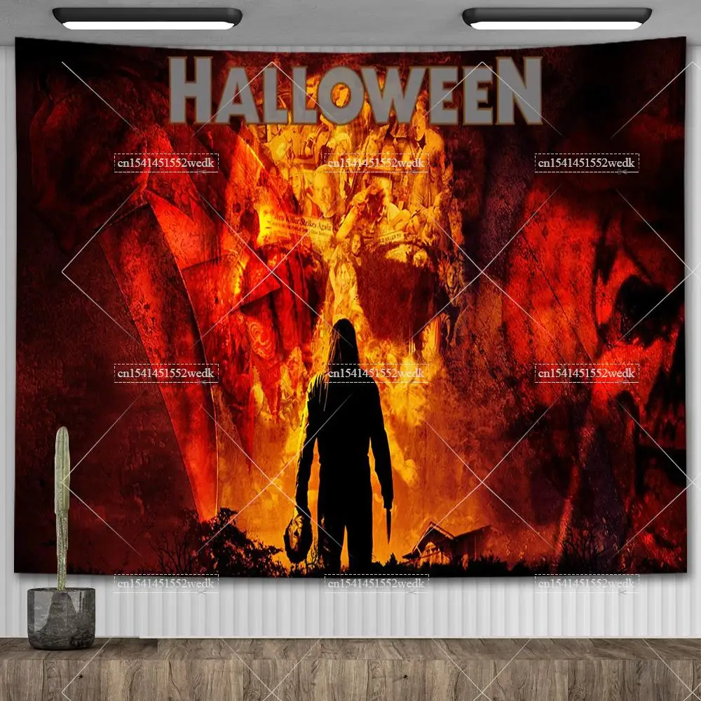 Halloween Michael Myers Tapestry Aesthetic Room Decoration Horror Movie Posters Wallpapers Party Background Cloths For Home