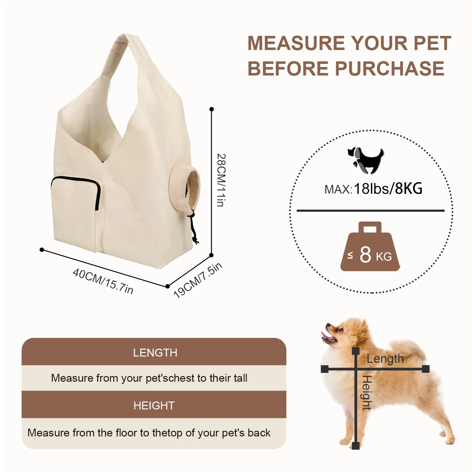 Large Pet Dog Sling Bag With 8kg Capacity  Breathable Waterproof  Pet Cats Accessories