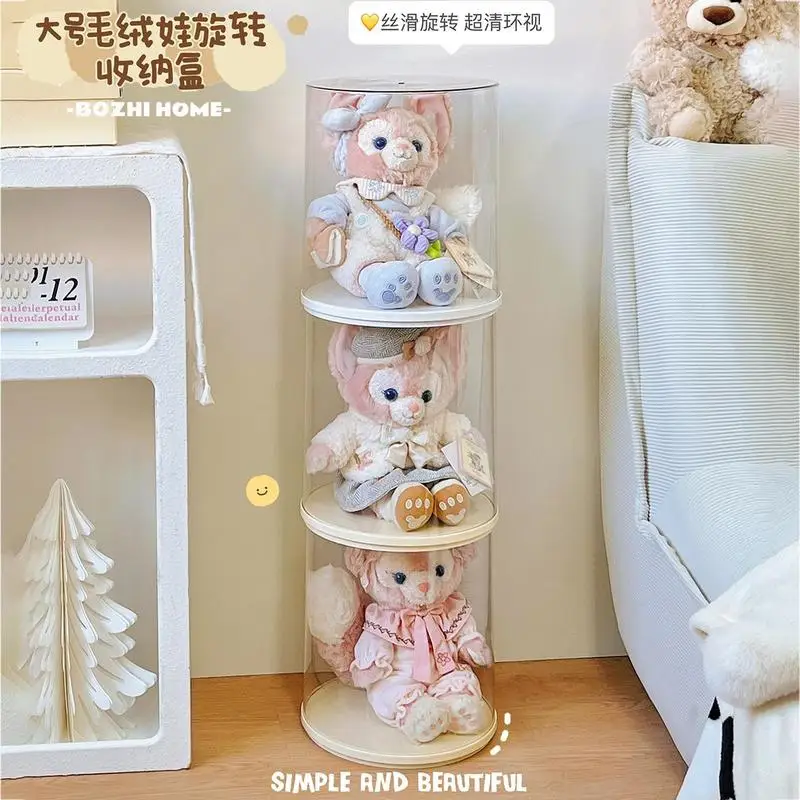 Large Doll Storage Box Transparent Cover Dustproof And Moisture-Proof Rotating Blind Box Display Cabinet Doll Display Box