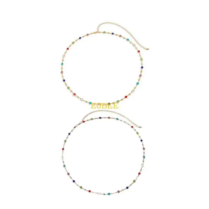 

E0BE Vibrant Crystal Waist Chain Elegant Body Jewelry For Women Trendy Hip Accessory
