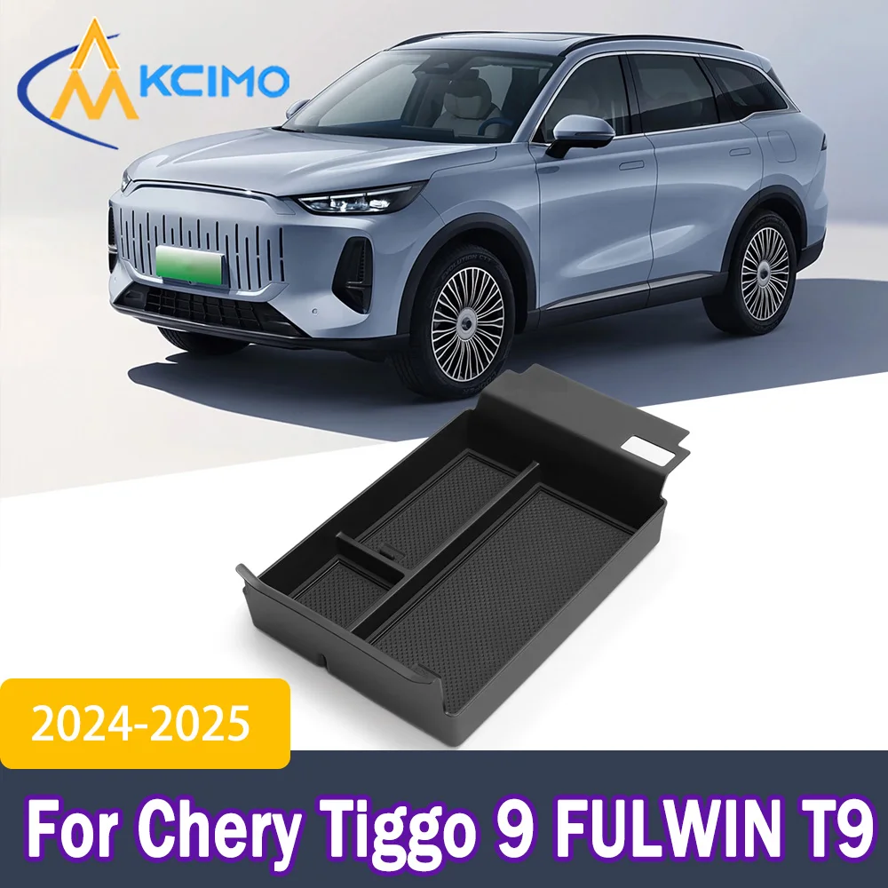 

Black ABS Armrest Storage Box for Chery Tiggo 9 FULWIN T9 2024-2025 Center Console Tray Interior Tidying Organizer Accessories