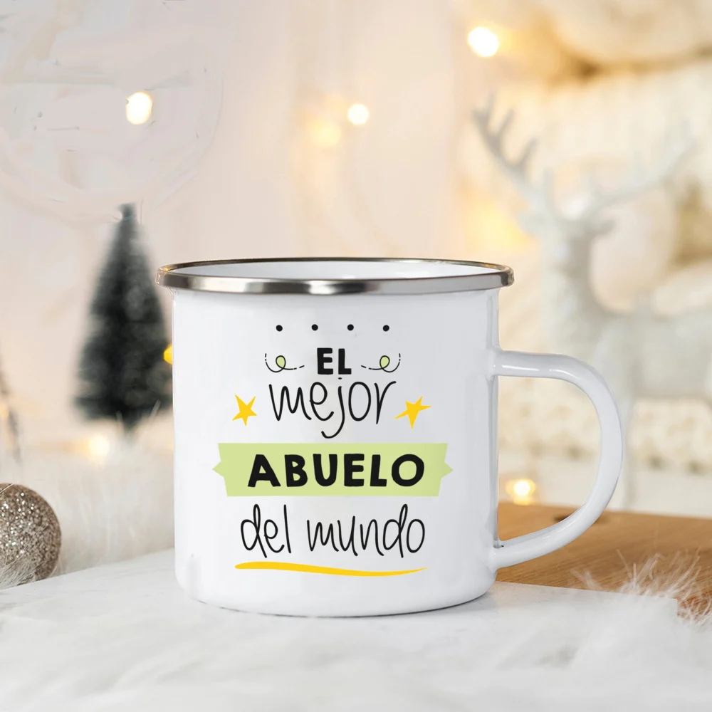 World\'s Best Dad and Mom Print Coffee Mug Unique Fathers Day Gift and Mothers Day Gifts Drink Wine Juice Tea  Enamel Mug Present