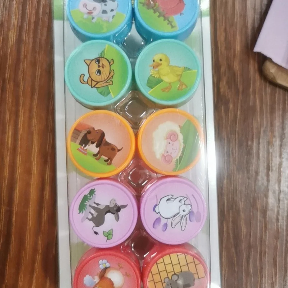 10pcs Assorted Stamps for Kids Self-ink Stamps Children Toy Stamps Smiley Face Seal Scrapbooking DIY Painting Photo Album Decor