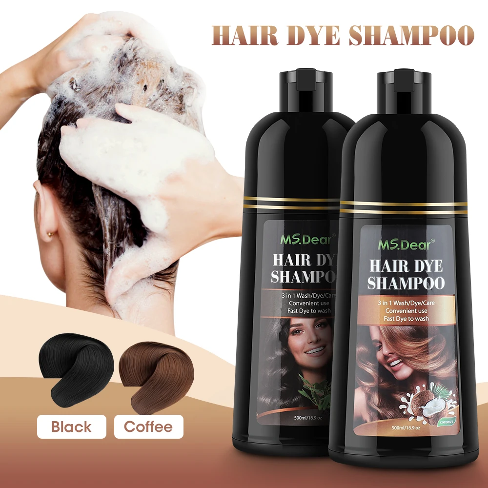 500ml Permanent Hair Dye Organic Natural Hair Dye Shampoo White Hair Darkening Shampoo Plant Essence Hair Color Dye Shampoo