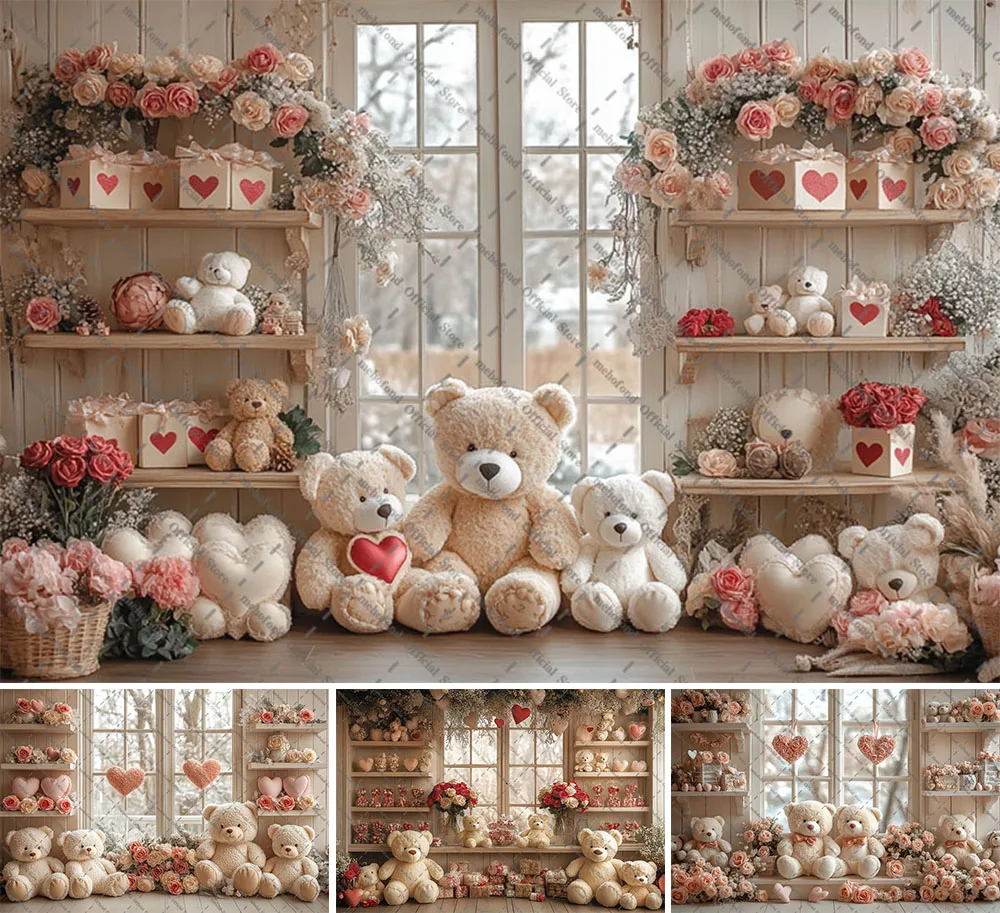 mehofond-fotografia-fundo-dia-dos-namorados-bonito-urso-janela-presente-rosas-criancas-aniversario-retrato-decoracao-pano-de-fundo-estudio-foto