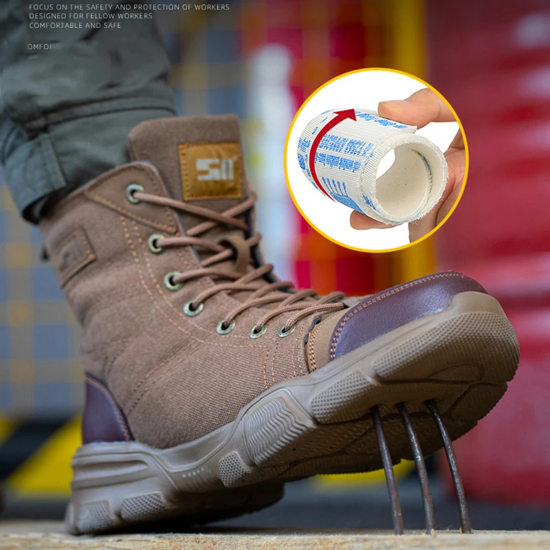 Men Boots Safety Shoes Military Boots Outdoor Work Boots Steel Toe Shoes Winter Boots Puncture-Proof Work Boots For Men