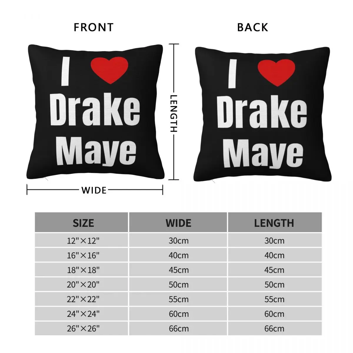 Love Drake Maye Heart Statement Square Pillowcase Polyester Linen Velvet Creative Zip Decor Home Cushion Cover