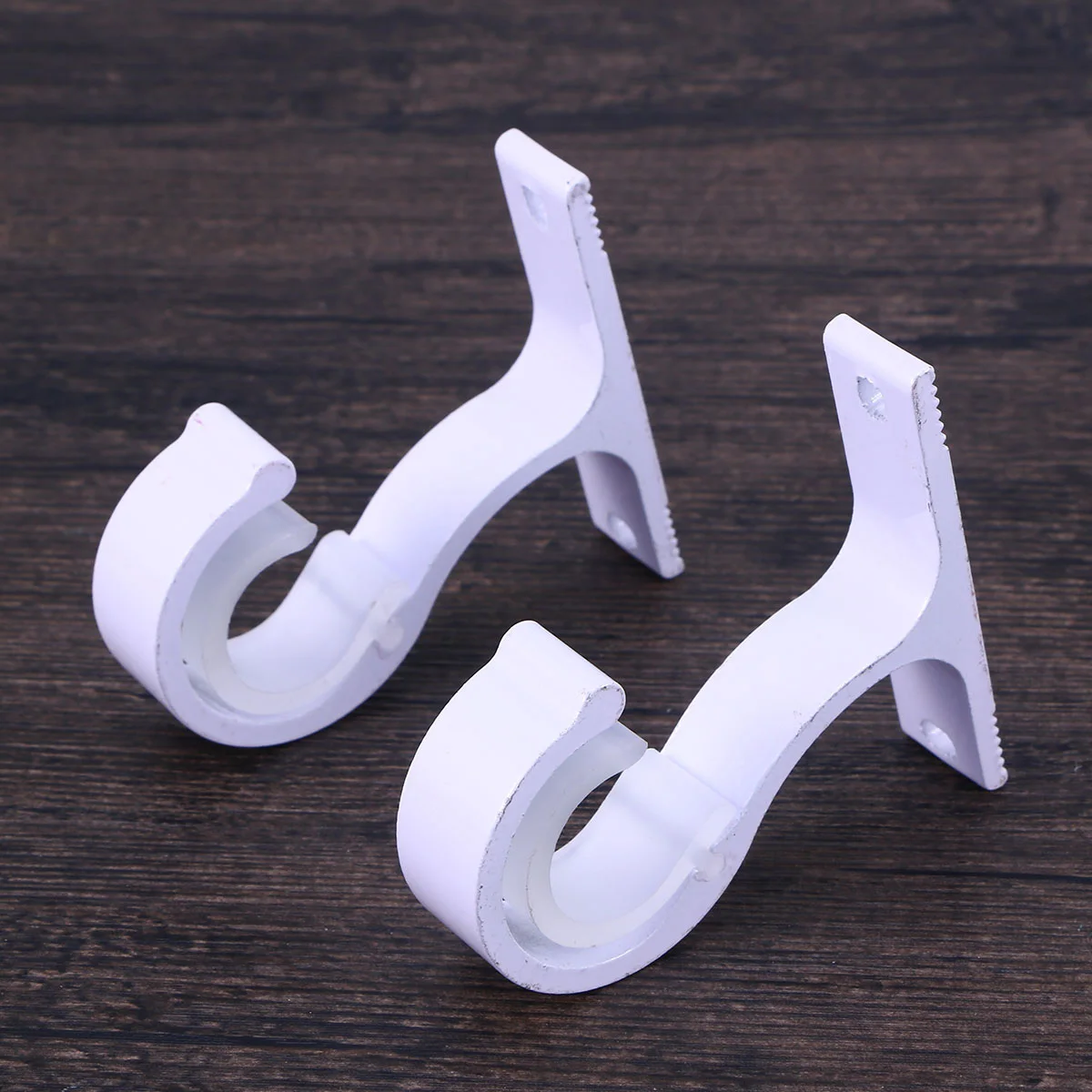 2Pcs Curtain Rod Bracket Aluminum Alloy Thick Single Wall Mount Robust Stable Carrier White Curtain Rod Bracket