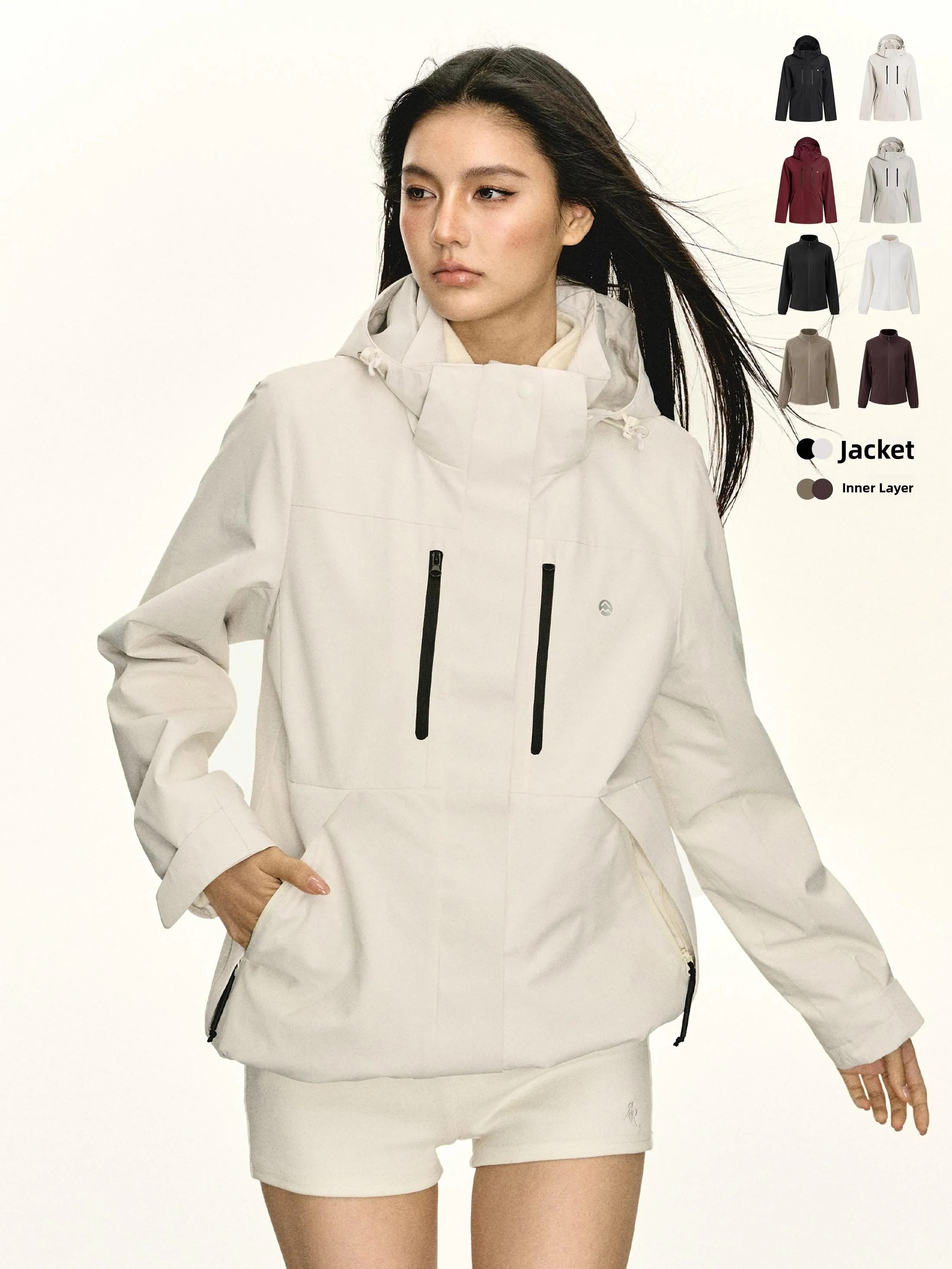 

Ariseism American Retro Color Hooded Tee-in-One Women's Outerwear Autumn Winter New Sle Two-Piece Set Faionable