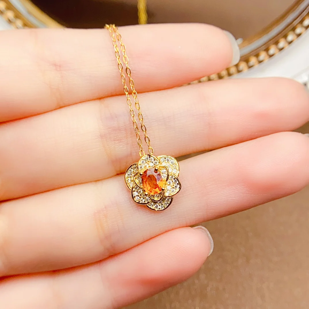 

4*5mm Natural Fanta Garnet Pendant Real S925 Sterling Silver Certificate Design Fine Fashion Charm Weddings Jewelry for Women FS