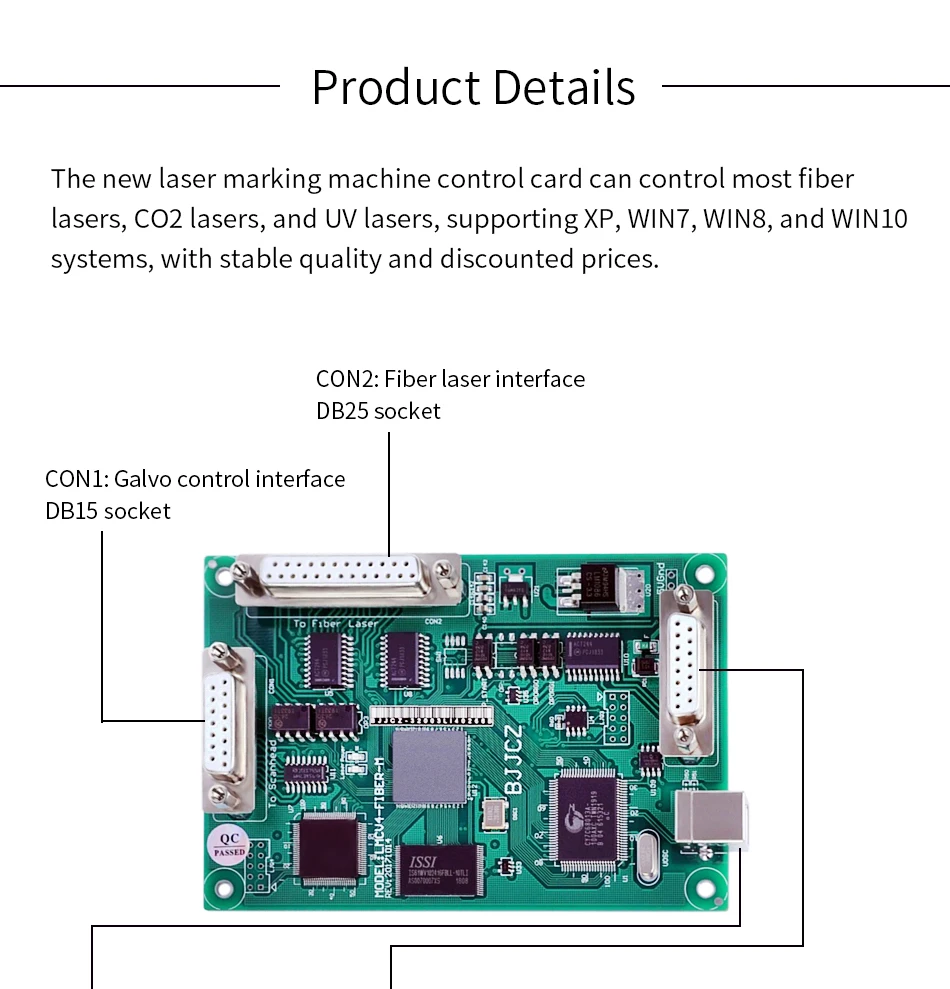 Высококачественные волоконные части для лазерного оборудования CO2, программное обеспечение для лазерной маркировки Jcz Ezcad, плата контрольной карты