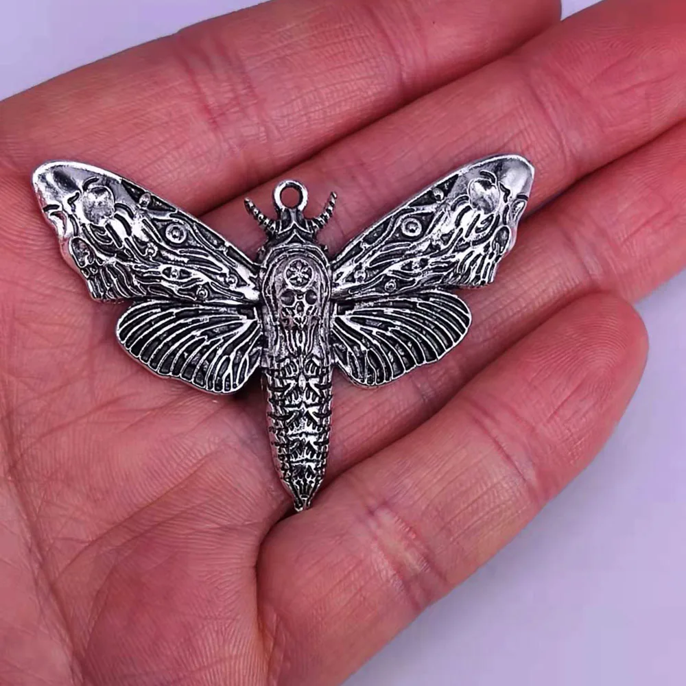 5 pcs 50mm*36mm ancient silver color new accessories Animal moth skull head moth pendant for DIY women man Accessories