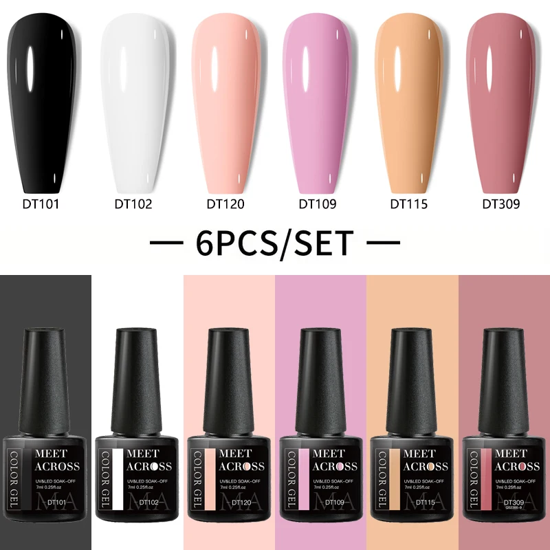 6-teiliges rotes Gel-Nagellack-Set, klassische weinrote burgunderrote weinbraune Farbtöne, UV-LED-Nagelkunst-Lack-Set für Frauen und Mädchen, Maniküre-DIY