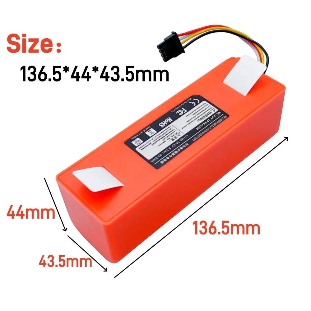 New 14.4V 5200mAh Li-ion Battery Replacement for XIAOMI ROBOROCK Vacuum Cleaner S50 S55 S60 S65 S5MAX S6 S7 Q5 Q7 MAX S7 MAXV