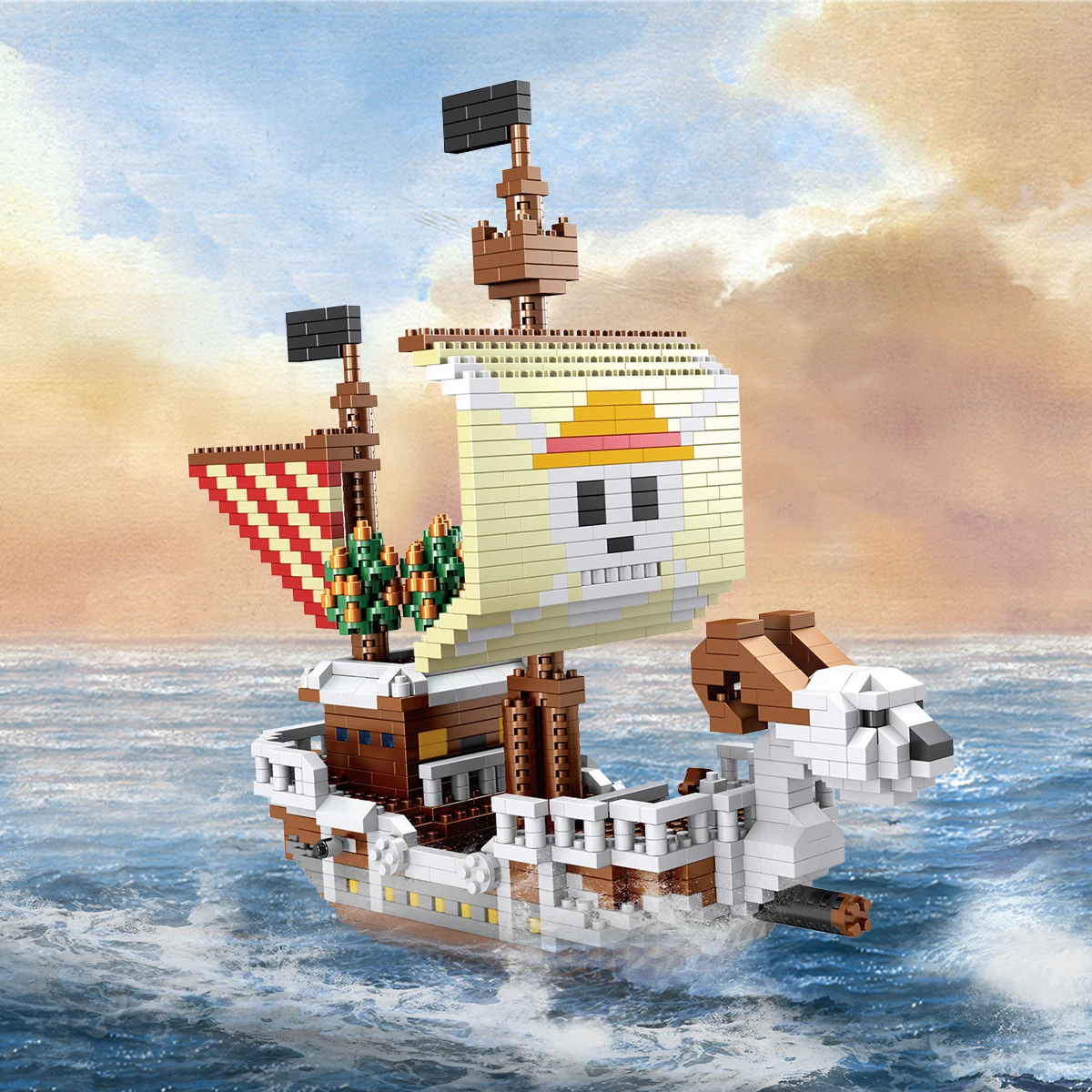 Ocean Pirate Ship Plastic 3D Model Building Blocks for Adults Boys Micro Mini Bricks Toys Kits Assemble Sailboat Wars(No Box)