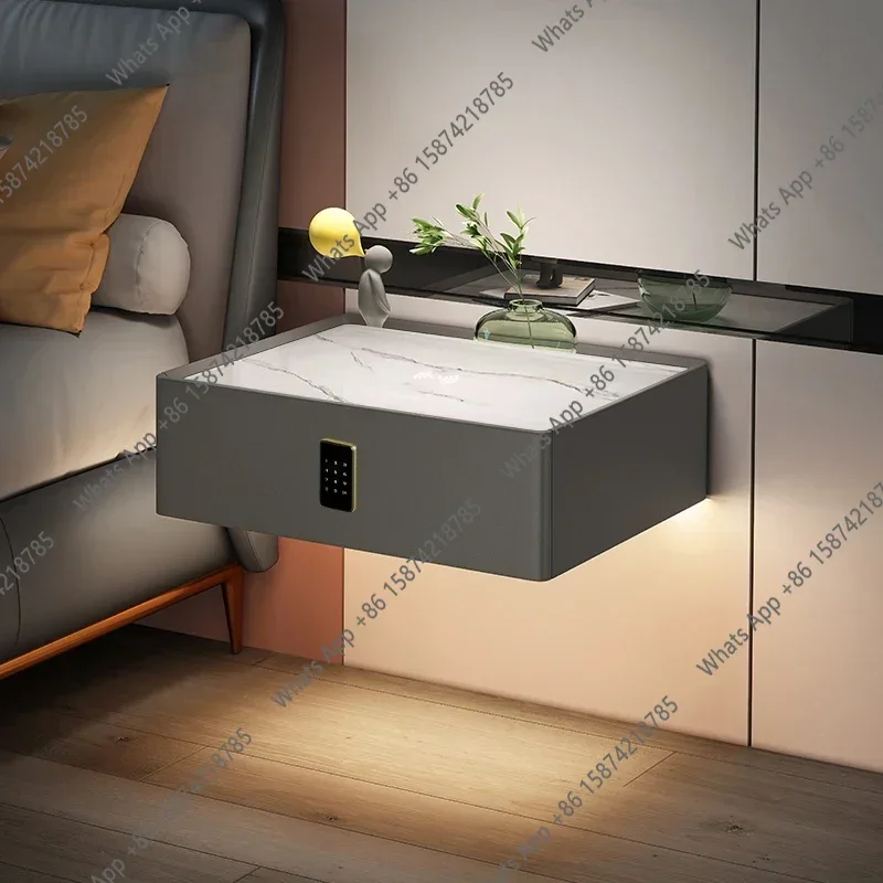A Charging Bluetooth Audio Password Lock Storage Cabinet Nightstands Smart Bedside Table With Lamp Wall Mounted Suspended Wirele