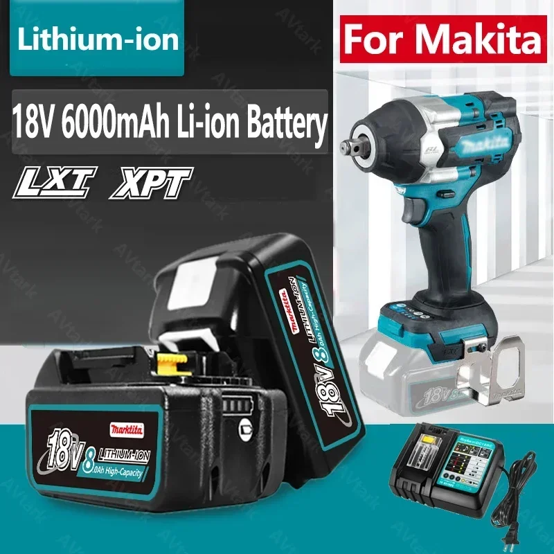 100% Compatible for Makita 18V 8Ah Rechargeable Power Tool Battery Lithium ion Replacement LXT BL1860B BL1860 BL1850 DHP482RFX9