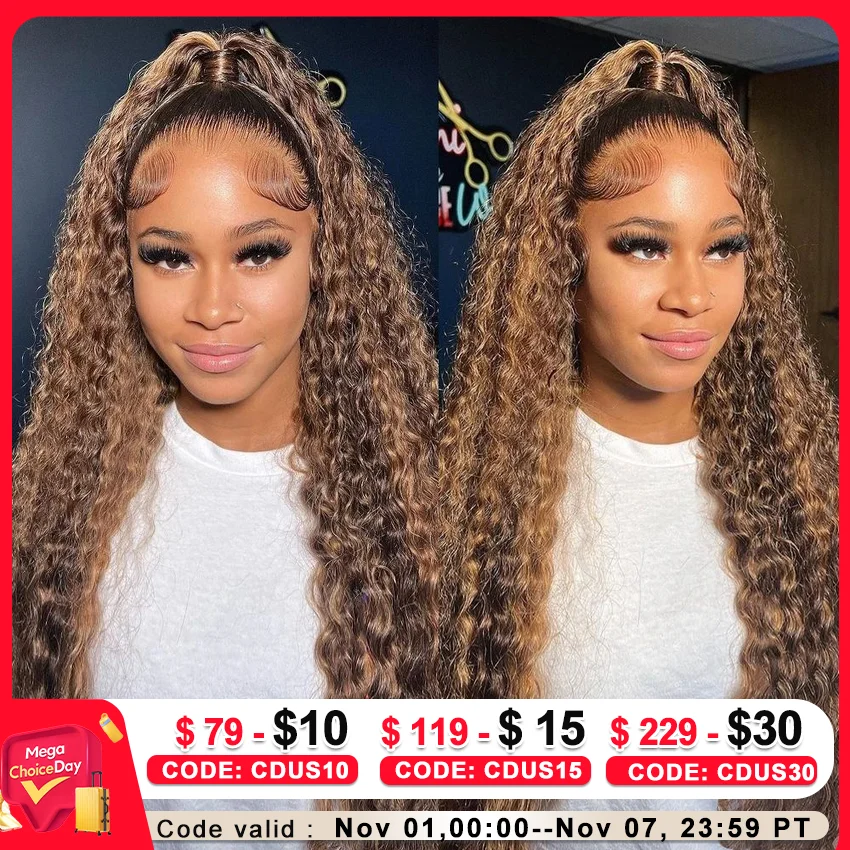 

Highlight P4/27 Wig 13X4 HD Deep Wave Frontal Wig 13x6 HD Lace Front Human Hair Wig Pre Plucked 4x4 Closure Remy Colored Wig