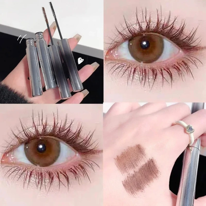 Curling Mascara Metallic Hoofd Opzetborstel Mascara Slanke Dikke Curling Anti-Zweet Blijvende Niet-Vlekkende Mascara Oog Cosmetica Gereedschap