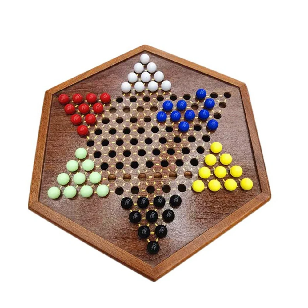 Hexagon Drawer Acrylic Bead Checkers Children Adult Puzzle Hexagon Wooden Checkers Board Set