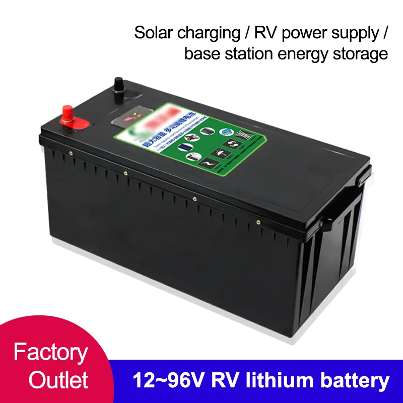 24V RV lifepo4 Lithium Battery Large Capacity 100AH 150AH 200AH 300AH 500AH Solar Charging Rechargeable Battery