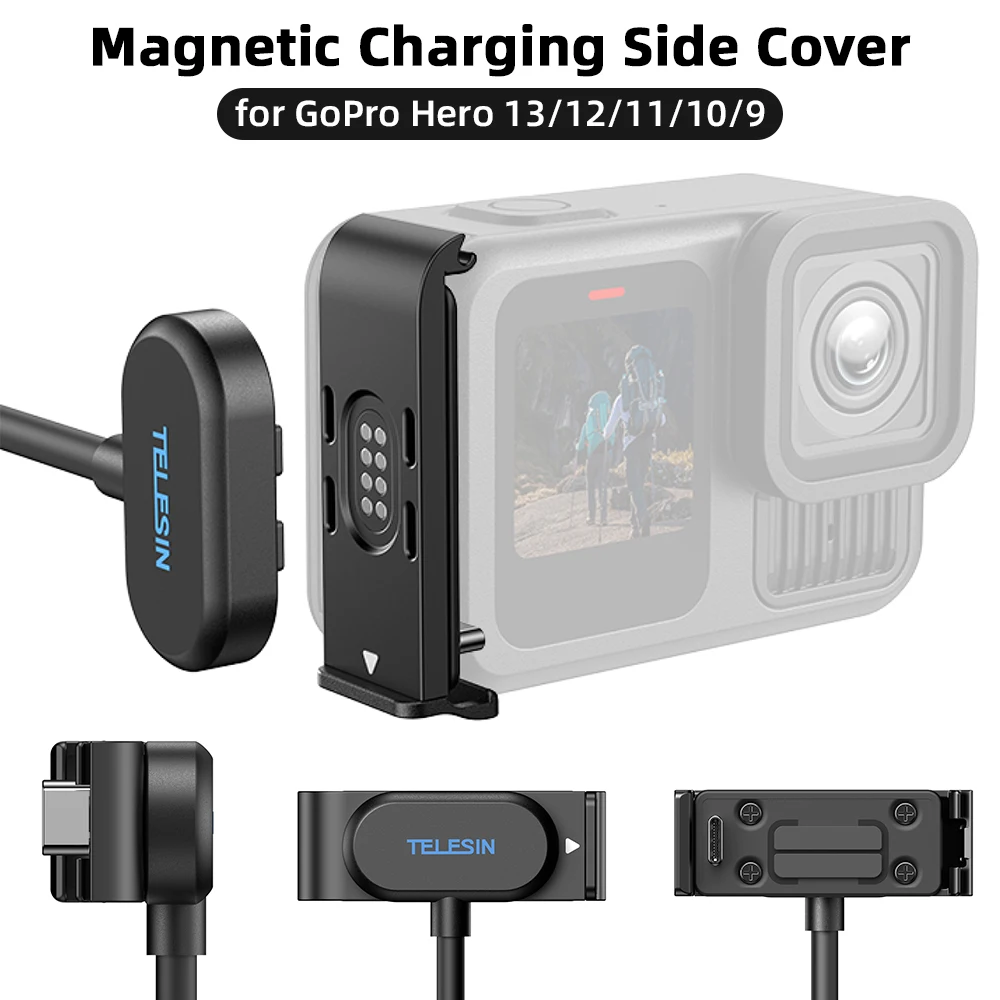 

Magnetic Charging Side Cover Battery Door and Power Cable Kit for GoPro Hero 13 12 11 10 Replacement Charging Mount Accessories
