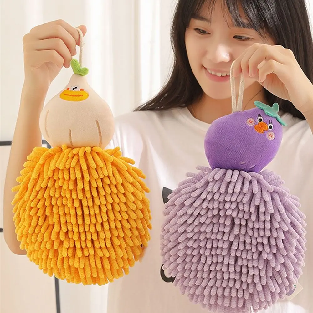 Vegetable shape Chenille Hand Towel Soft Thickened Vegetable Shape Handkerchief Kawaii Water Absorbent Hand Dishcloth Bathroom