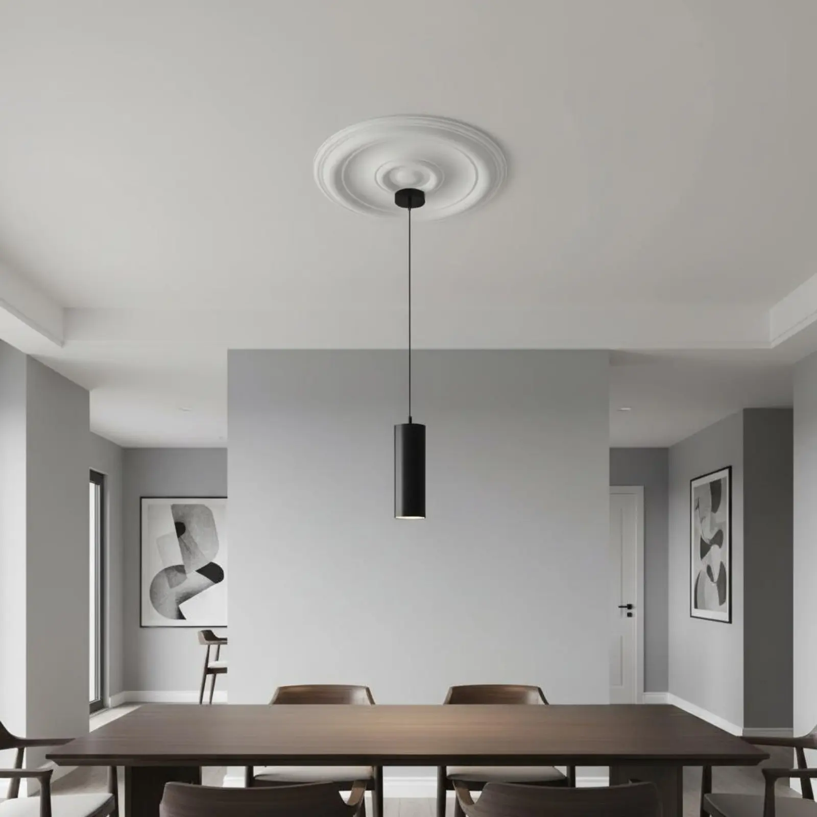 Round Ceiling Medallion European Design PU Ceiling Ornament Light Fixture Cover Plate Moisture-Proof Interior Decor Polished view 3