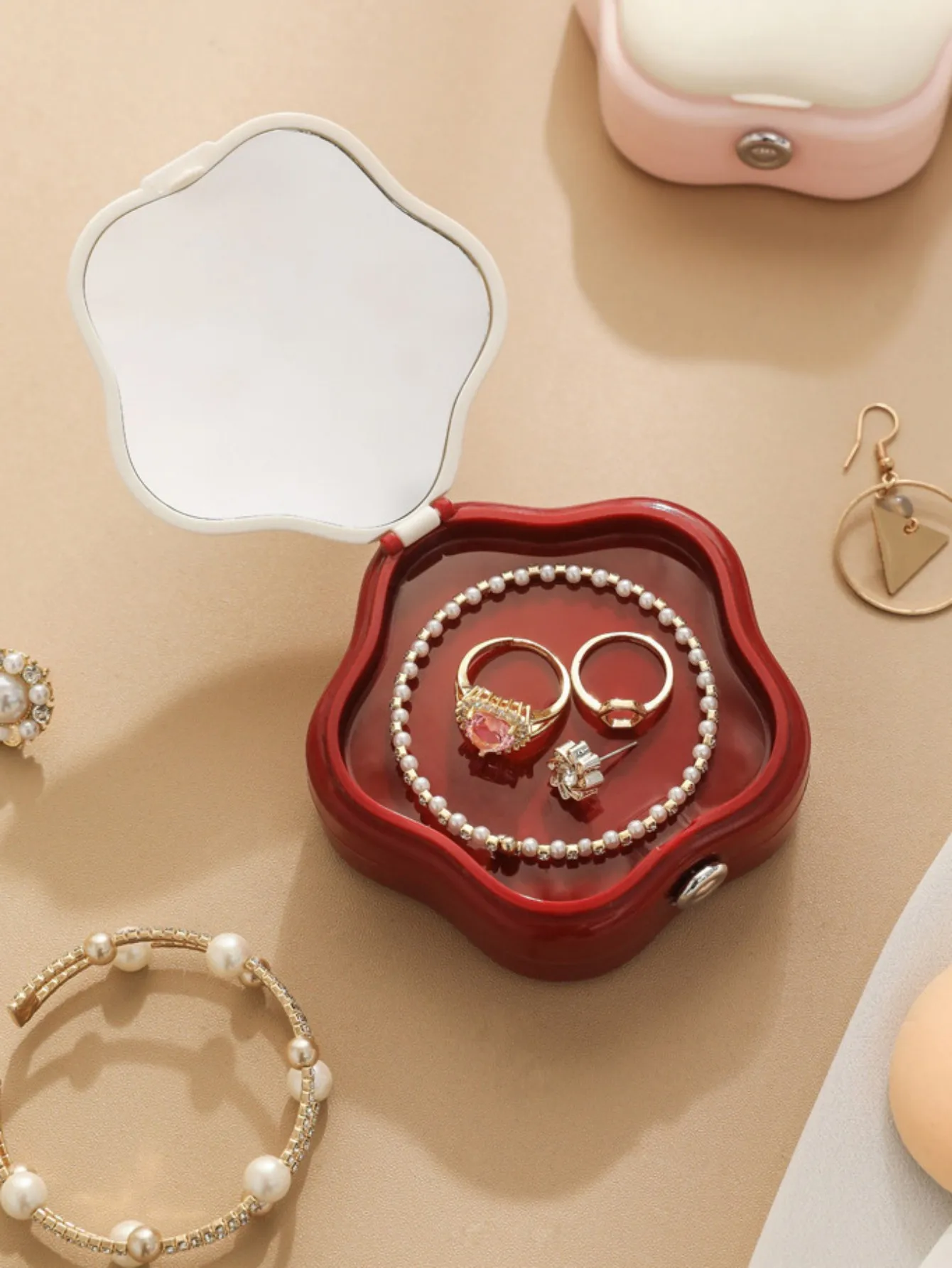 Boîte de rangement de coussin de bouffée de poudre respirante, portable pour les voyages, usage domestique des étudiants, boîte de maquillage anti-poussière en acrylique avec miroir de maquillage