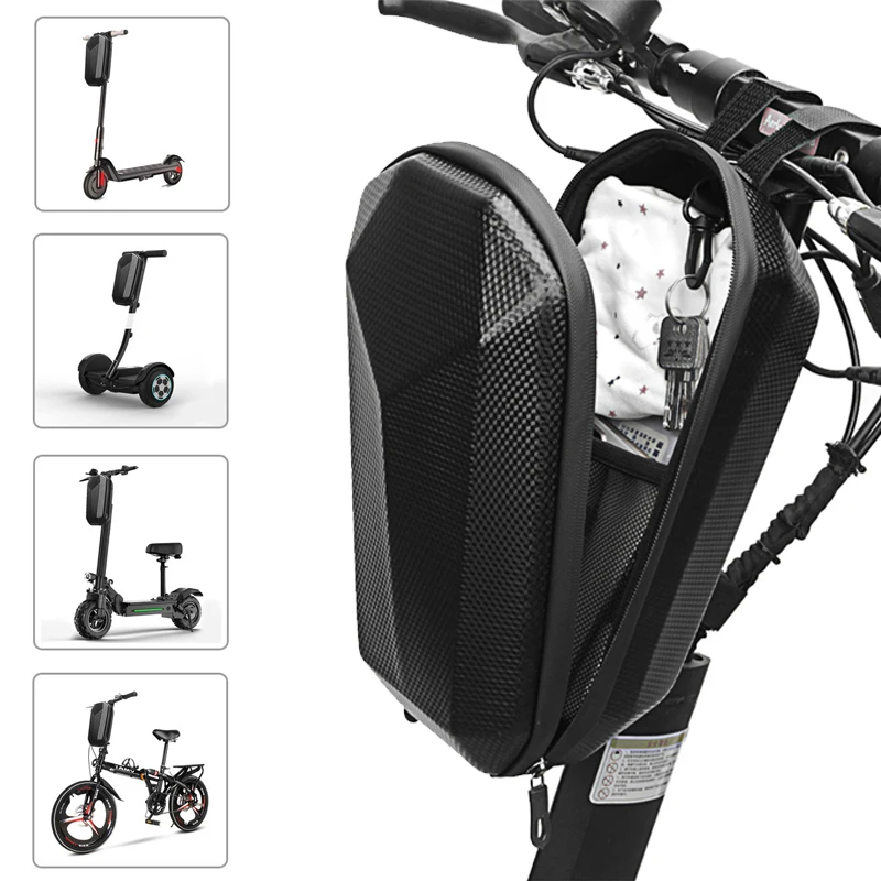 Bolsa frontal de EVA para patinete eléctrico, carcasa dura de 4L, resistente al agua, accesorios para bicicleta