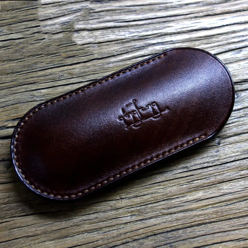 Handmade Vegetable Tanned Cowhide Scabbard Knife Case Leather Cover for  Army Tactical Knife 91MM 111MM 130MM Folding Tool Cover