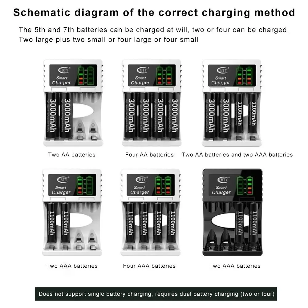LED Indicator 4 Slot Adapter Fast Charging Dock Intelligent Battery Charger For AA AAA NI-CD NI-MH Rechargeable Batteries