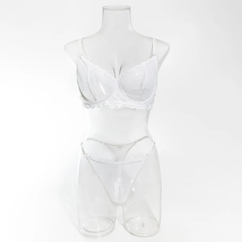 Bikini with hollow-out design, see-through, push-up, sexy, multi-color, French-style, wavy lace lingerie set, swimsuit