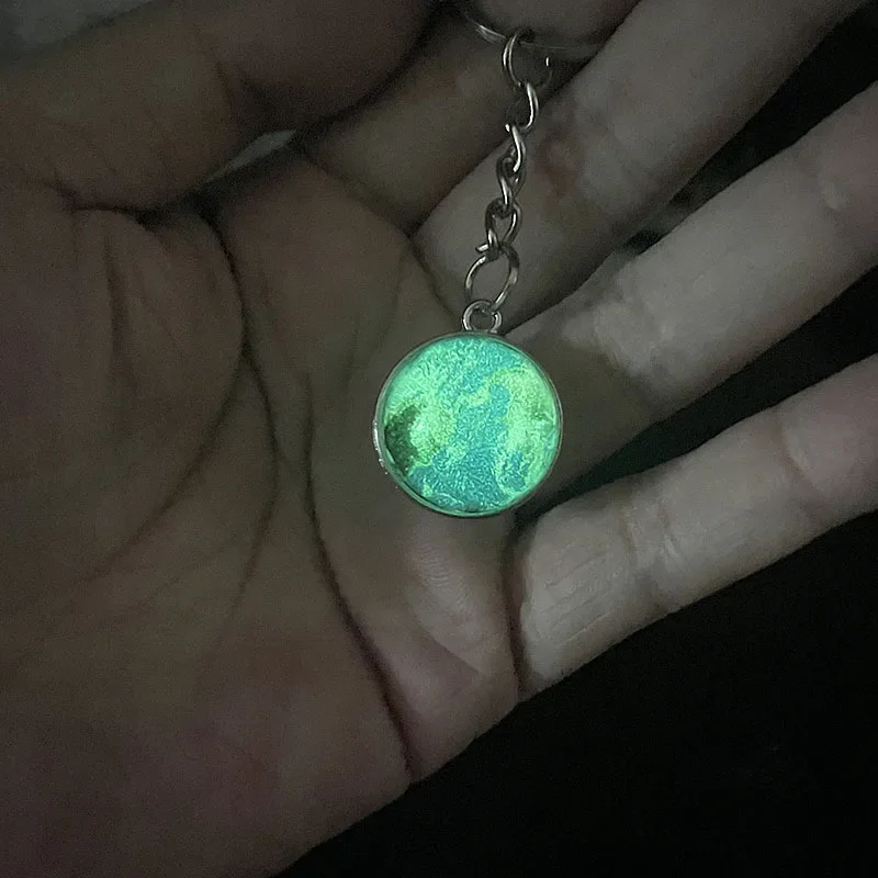Luminous Universe Star Keychain Solar System Earth Pendant Galaxy Nebula Double-Sided Glass Ball Key Chain charm accessories