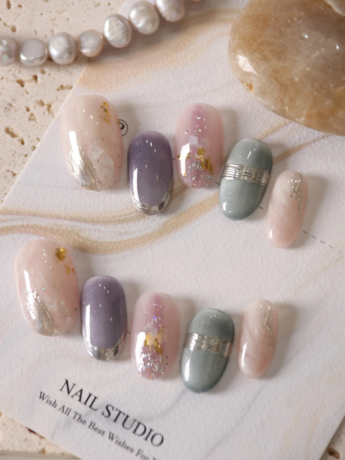 10 pçs imprensa em unhas pó curto roxo halation acrílico imprensa em unhas falsas inclui 1 folha de abas adesivas & 1 pc mini arquivo