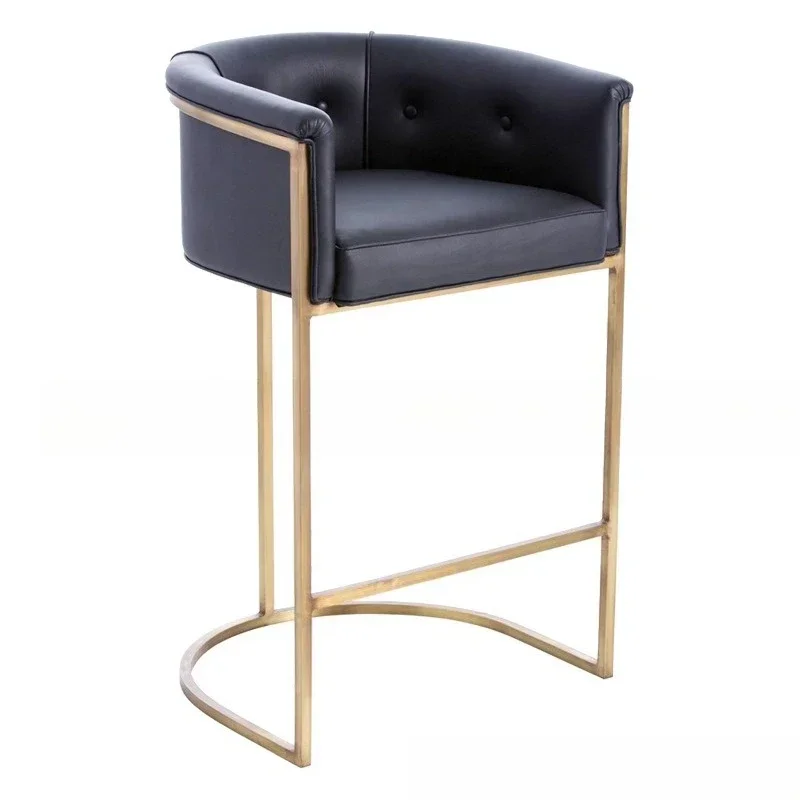 

Простая мебель для барного стула из нержавеющей стали, скандинавская модная кожаная пряжка, бар, кафе, стойка регистрации, скамейка