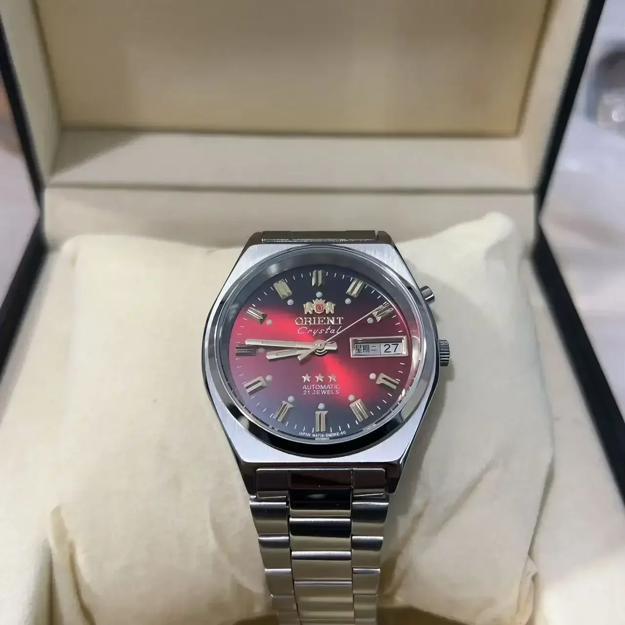 

118A Store Unisex Orient Mechanical Watch Steel Strap Folding Clasp Full Function World Time Watch Series 35MM