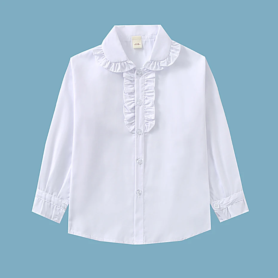 Girls White Blouse Solid Color Girls Tops Spring Autumn Blouse Girl Casual Style Teenager Clothes Girls 6 8 10 12 14