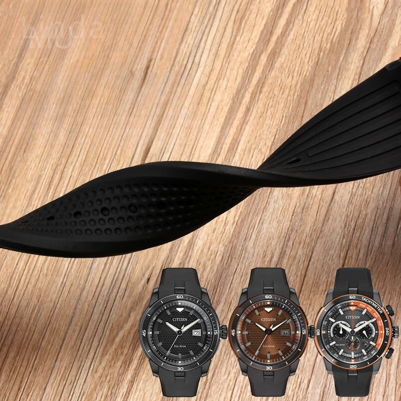 Strong Resilience Durable Silicone  Watchbands for Citizen Aw1475 Aw1476 Aw1477 Ca4154 Ca4155 24mm Waterproof WatchStrap